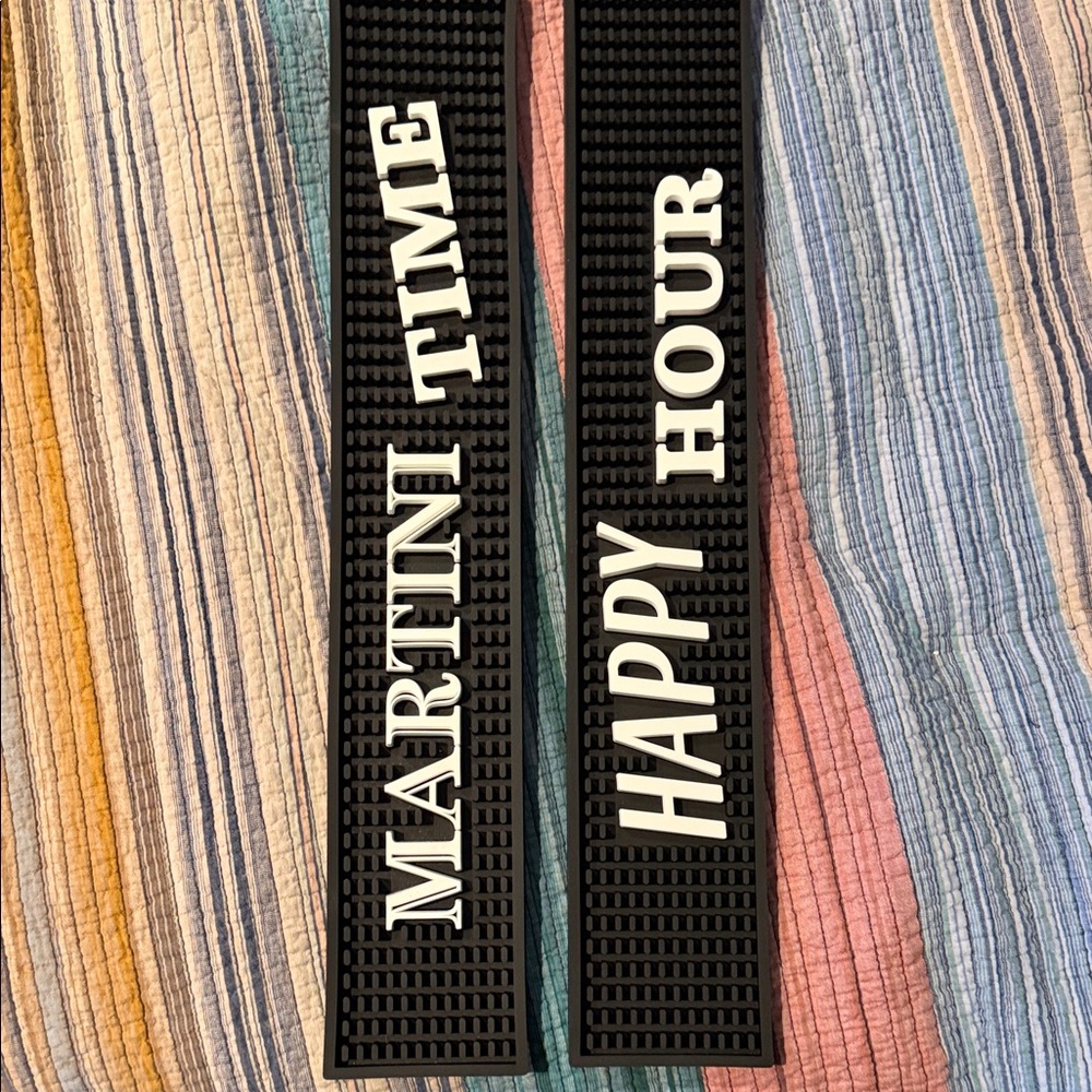 Black Bar Mat Set - Martini Time & Happy Hour